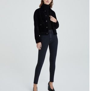 Black AG The Mila Skinny Ankle Raw Hem Jeans